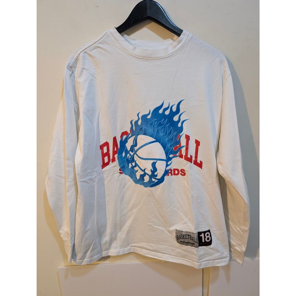 Basketball Skateboards Flaming Basketball Heron Preston Jacuzzi Han Shirt Sz M